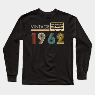 Vintage 1962 Limited Edition Cassette 62nd Birthday Long Sleeve T-Shirt